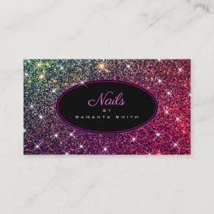 Luxvaror Rosa Glitter Trendig Luminous Stars Nagel Visitkort