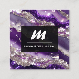 *~* Luxw Lila Lavender Glam Initial QR AP66 Fyrkantigt Visitkort