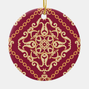 Luxy Elegant Guld Ornament Red Classic Photo