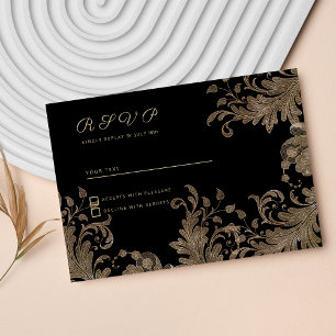 Luxys chic Black guld blommigt snöre OSA Inbjudningar