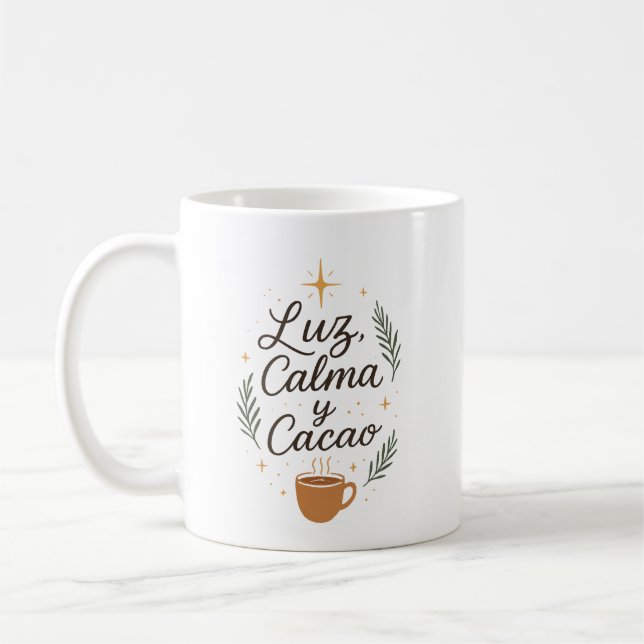 ✨ Luz, Calma y Cacao – Diseño Navideño Aesthetic  Kaffemugg (Vänster)