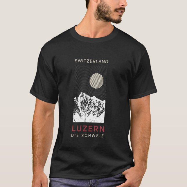Luzern Lucerne Schweiz Skidor T Shirt (Framsida)