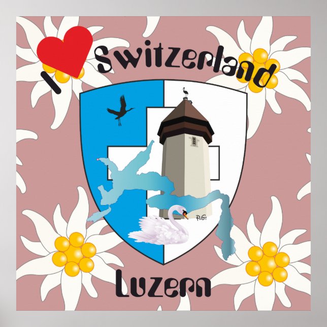 Luzern Schweiz Schweiz Poster (Framsidan)