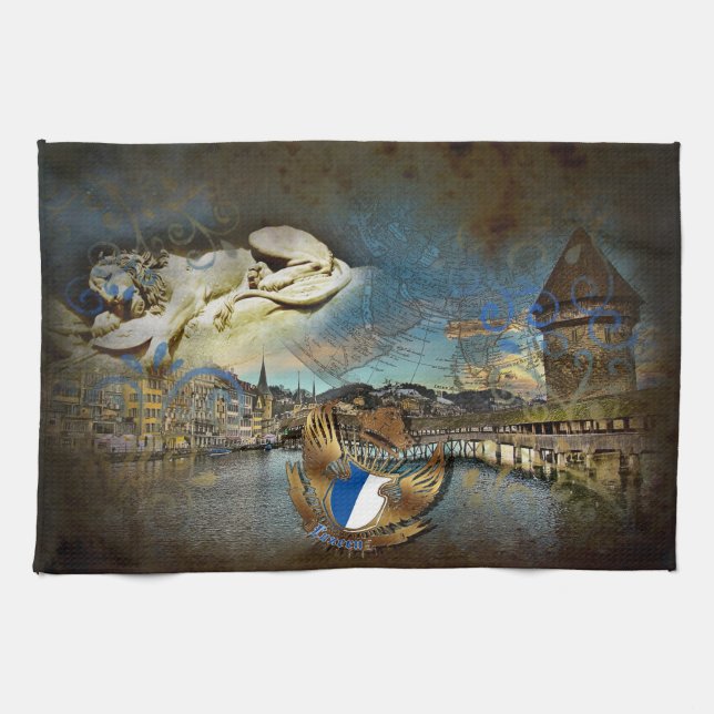 LUZERN Vintage Grunge - Kitchentowel Kökshandduk (Horisontell)