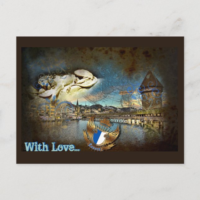 LUZERN Vintage Grunge - vykort (Framsida)