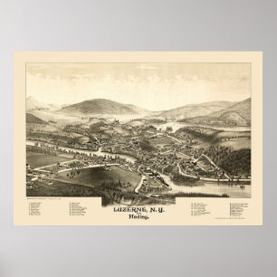 Luzerne & Hadley, panorama- karta för NY - 1887 Poster