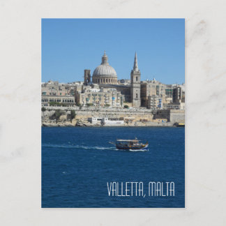 Luzzu Fishing Boat Valletta Skyline Harbour Malta Vykort