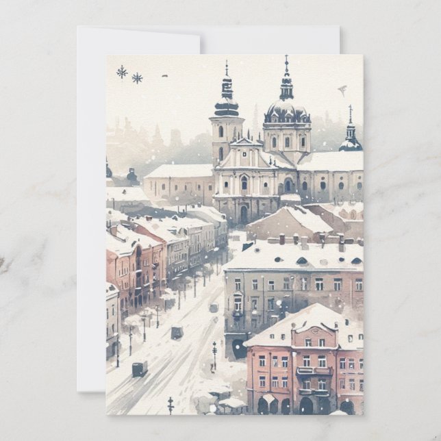 Lviv Helgdag Elegance - Vaterfärgsjulkort Julkort (Framsida)