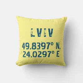 Lviv Ukraina Latitud & Longitud Distressed   Kudde
