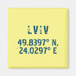 Lviv Ukraina Latitude & Longitude Distress Magnet