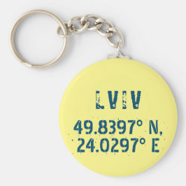 Lviv Ukraina Latitude & Longitude Distress Nyckelring