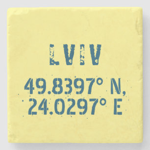 Lviv Ukraina Latitude & Longitude Distress Stenunderlägg