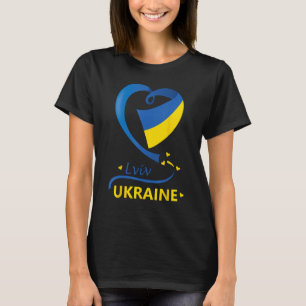 Lviv Ukraina National Flagga Heart Emblem Vapenskö T Shirt