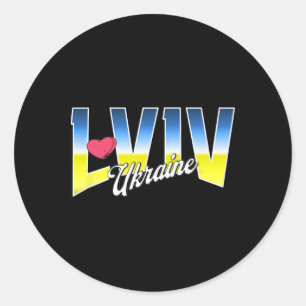 Lviv Ukraina Patriotisk Flagga Nationell Stolthet  Runt Klistermärke