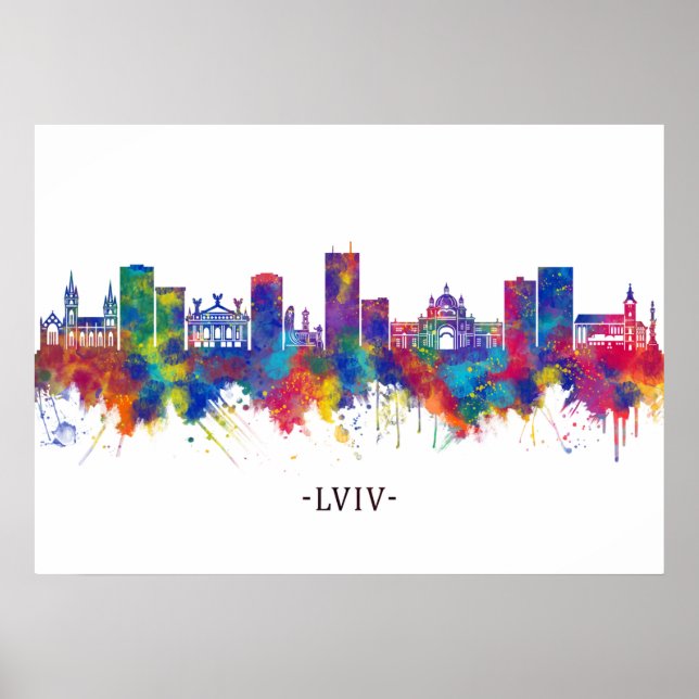Lviv Ukraina Skyline Poster (Framsidan)