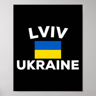 Lviv Ukraina Ukrainsk Flagga Land Stad Turist S Poster