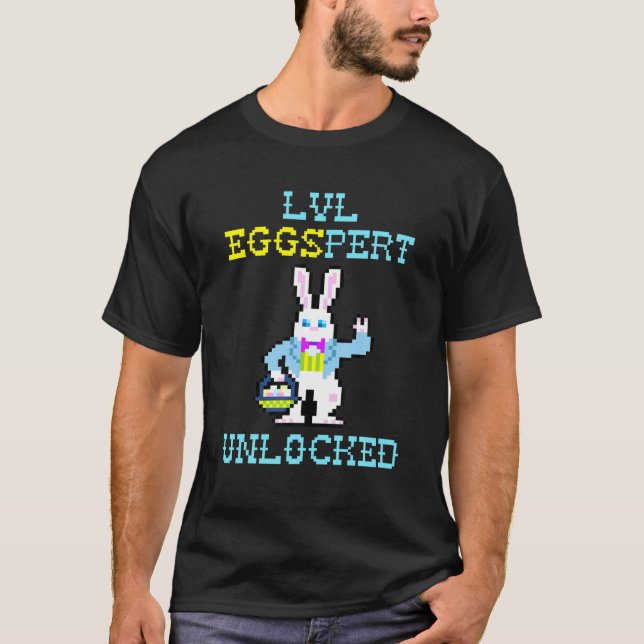 LVL Eggspert olåst roligt spel Egg Hunt Påsk T Shirt (Framsida)