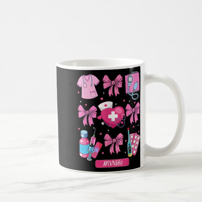 Lvn Valentines day Coquette Bow Stethoscope Nurse Kaffemugg (Höger)