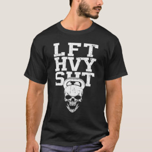 LVT HVY SHT Skull Dumbbell Gym Fitness Bodybuild d T Shirt