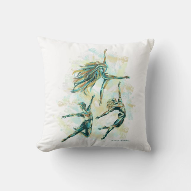 LW Ballet Ballet Dancers Pillow med blå Orange Kudde (Framsida)