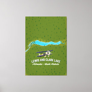 Lwis och clark Sjö karta poster. Canvastryck