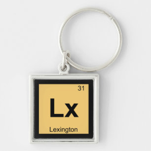 Lx - Lexington Kentucky Chemistry Periodic Bord Fyrkantig Silverfärgad Nyckelring