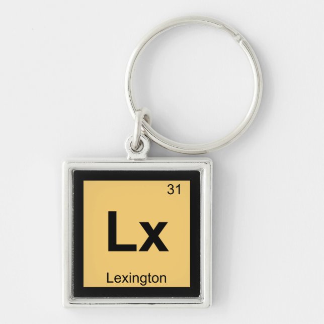 Lx - Lexington Kentucky Chemistry Periodic Bord Fyrkantig Silverfärgad Nyckelring (Framsidan)
