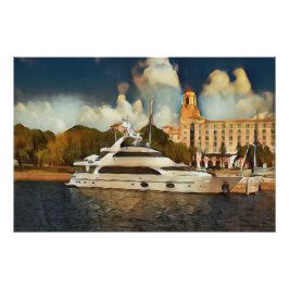Lxusyacht Väggkonst Kusthamnsscen Perfect Poster