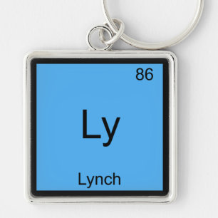 Ly - Lynch Roligt Kemiskt Element Symbol T-Shirt Fyrkantig Silverfärgad Nyckelring