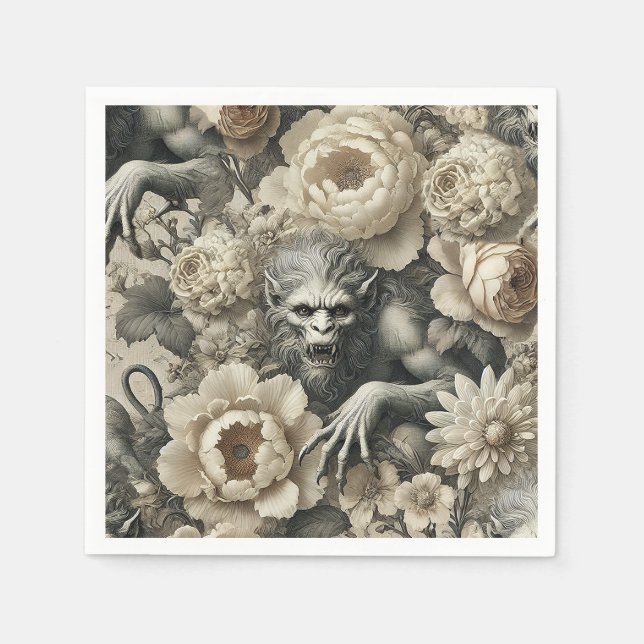 Lycanthrop Splendor - Gothic Weregger Blommigt Pappersservett (Framsidan)