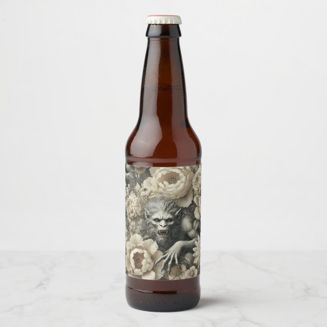 Lycanthrop Splendor - Gothic Weregger Blommigt Pil Ölflaska Etikett (Framsida)