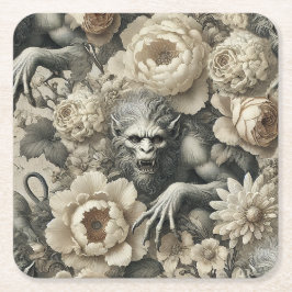 Lycanthrop Splendor - Gothic Weregger Blommigt Pil Underlägg Papper Kvadrat