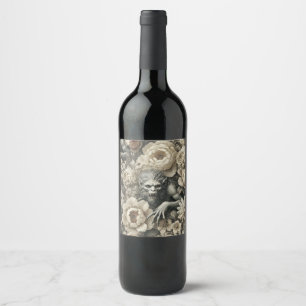 Lycanthrop Splendor - Gothic Weregger Blommigt Pil Vinflaska Etikett