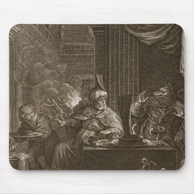 Lycaon Metamorphosed in i en varg, 1731 (gravyr) Musmatta (Framsidan)