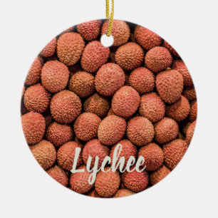 Lychee eller Litchi-frukttegan och vegetariska gå Julgransprydnad Keramik