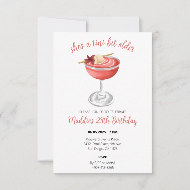Lychee Martini Birthday-inbjudan Tack Kort (Framsida)