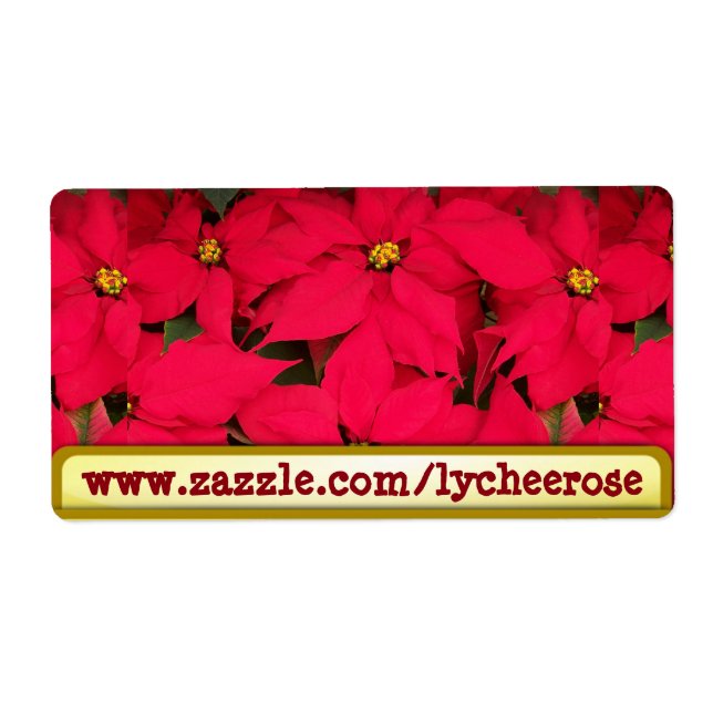 Lycheerose poinsettia-etikett fraktsedel (Framsidan)
