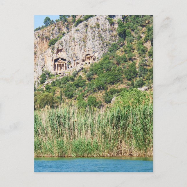 Lycian Sten Grav, Dalyan, Turkiet Vykort (Framsida)