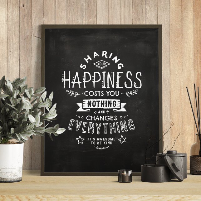 Lycka ändrar allt inspirationsoffert poster (Happiness Changes Everything Inspirational Quote Poster)
