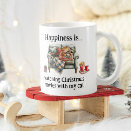 Lycka är att titta på julfilmer med min katt kaffemugg