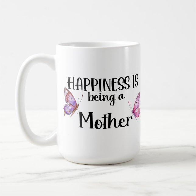 Lycka är att vara en fjäril-mamma-present kaffemugg (Vänster)