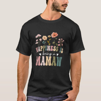 Lycka är att vara en Mamaw Blommigt Design Mamaw-g T Shirt