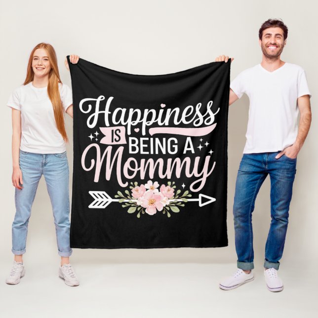 Lycka är att vara en Mamma Blommig Mors Dag Fleecefilt (På plats)
