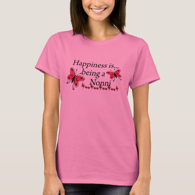 Lycka är att vara en Nonni FJÄRIL T-shirt (Framsida)