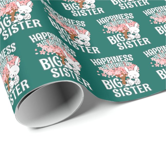 Lycka är att vara en stor syster - Bunny Presentpapper (Rullad Hörn)