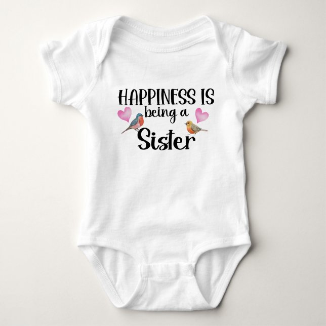 Lycka är att vara en syster/syskon Present Ny Bebi T Shirt (Framsida)