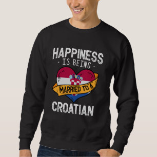 Lycka är att vara gift med en kroatisk fru make lång ärmad tröja