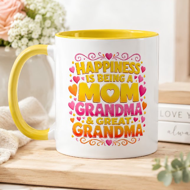 Lycka är att vara mamma mormor och gammelmormor mugg (Skapare uppladdad)