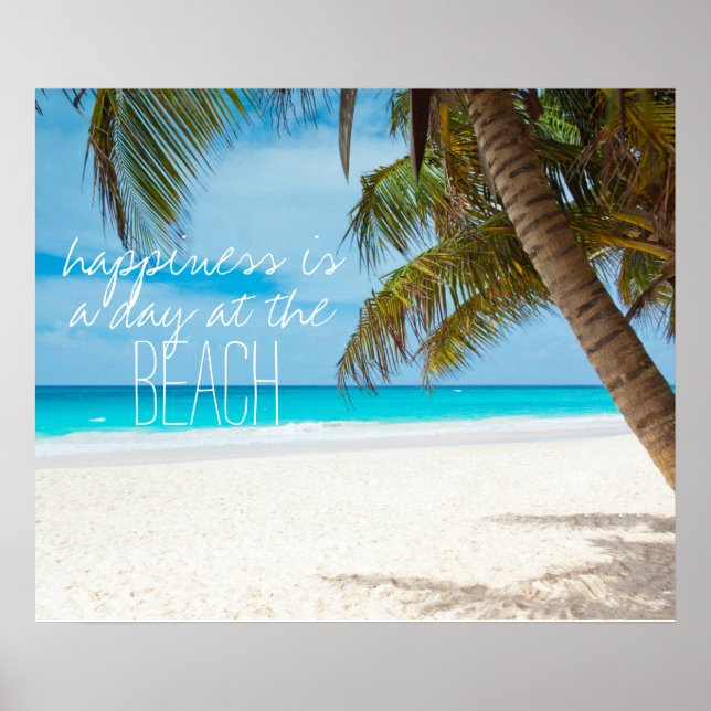 Lycka är en dag på strandinspirationstecknet poster (Framsidan)