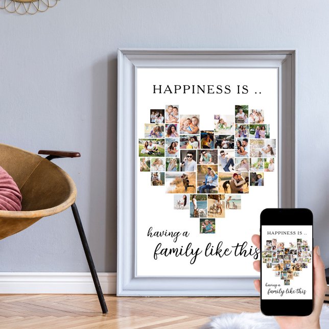 Lycka är en familj som denna Hjärtformade samling Poster (Skapare uppladdad)